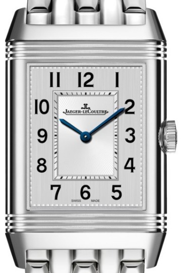 Reverso Classic Medium Duetto in Steel on Steel Bracelet with Silver Arabic Dial