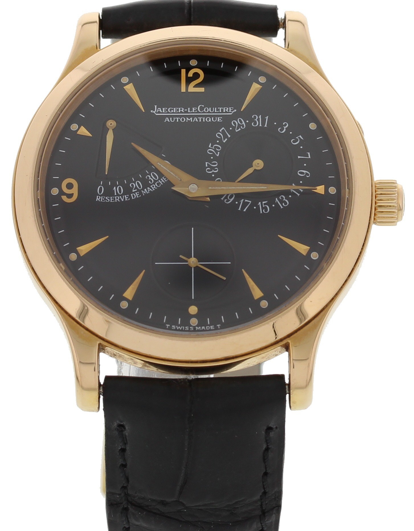 Master Reserve de Marche in Rose Gold on Black Alligator Leather Strap with Black Dial