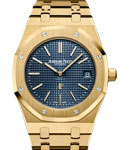 Royal Oak Extra Thin 39mm Yellow Gold on Yellow Gold Bracelet with Blue Stick Dial