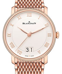 Villeret Grande Date 40mm Automatic in Rose Gold on Rose Gold Bracelet with Opaline Roman Dial