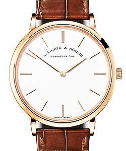 Saxonia Thin 40mm in Rose Gold On Brown Crocodile Leather Strap with Silver Dial