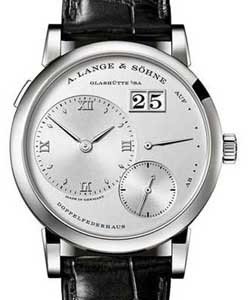Lange 1 38.5mm Mechanical in Platinum On Black Alligator Leather Strap with Silver Dial