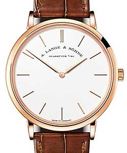 Saxonia Thin 37mm in Rose Gold On Brown Crocodile Leather Strap with Silver Dial