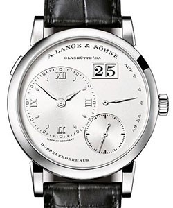 Lange 1 38.5mm Automatic in Platinum On Black Alligator Strap with Silver Dial