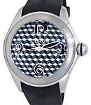Bubble 47mm Cubismt in Stainless Steel on Black Rubber Strap with Black & White Cubism Dial