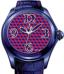 Bubble Purple and Red Optical Art in Purple PVD and Steel on Purple Rubber Strap with Purple & Red Dial