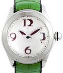 Bubble Purple Luminova in Steel on Green Leather Strap with White Dial