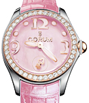 Bubble Pink MOP in Steel with Rose Gold Diamond Bezel on PInk Leather Strap with PInk Mother of Pearl Dial