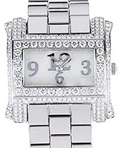 Classic Quartz in White Gold with Diamond Bezel on White Gold Bracelet with Mother of Pearl Dial