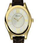 Classic Oval in Yellow Gold on Leather Strap with Mother of Pearl Dial