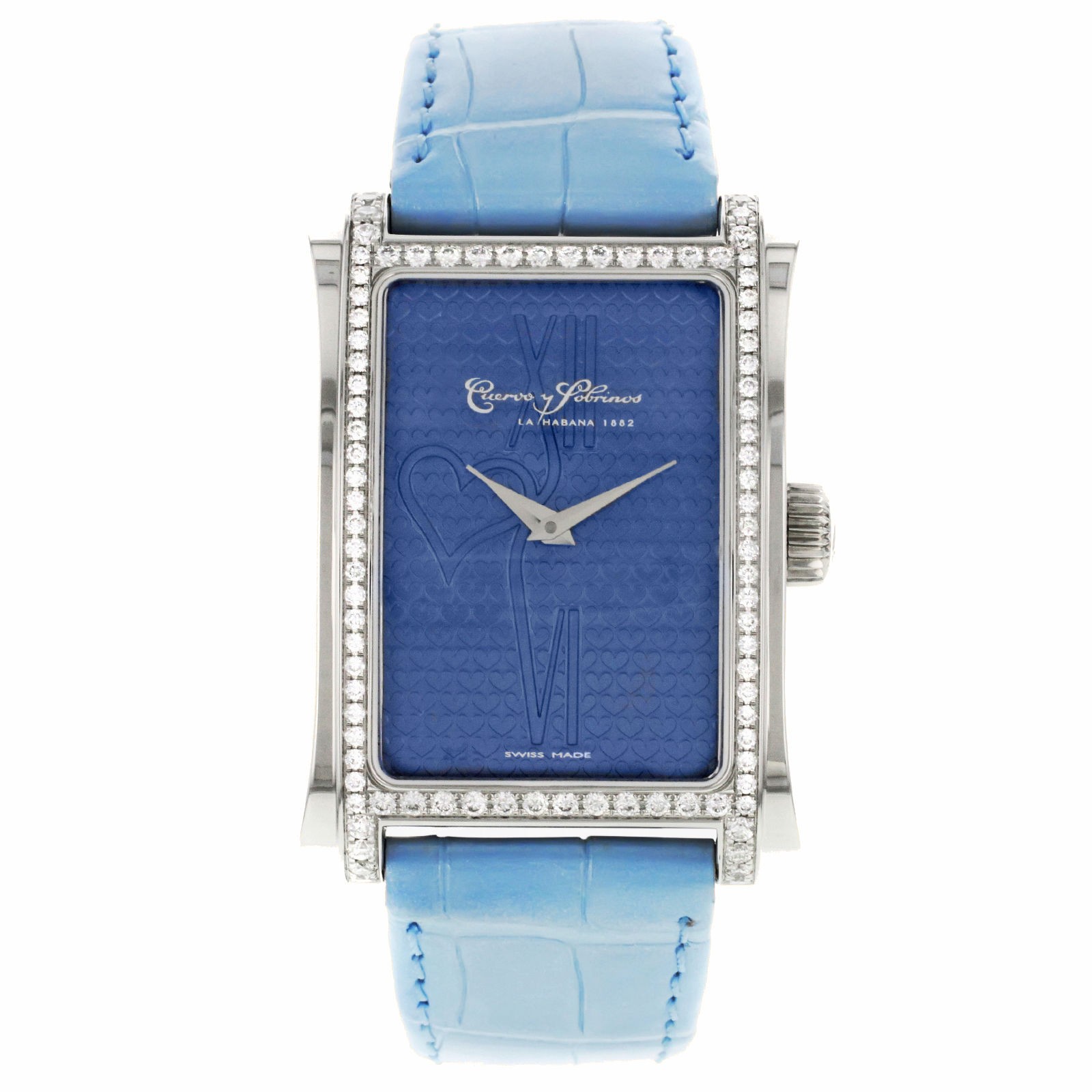 Sobrinos Prominente 28mm Automatic in Steel on Blue Leather Strap with Blue Dial