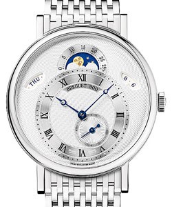 Classique Day Date Moonphase in White Gold on White Gold Bracelet with Silver Dial