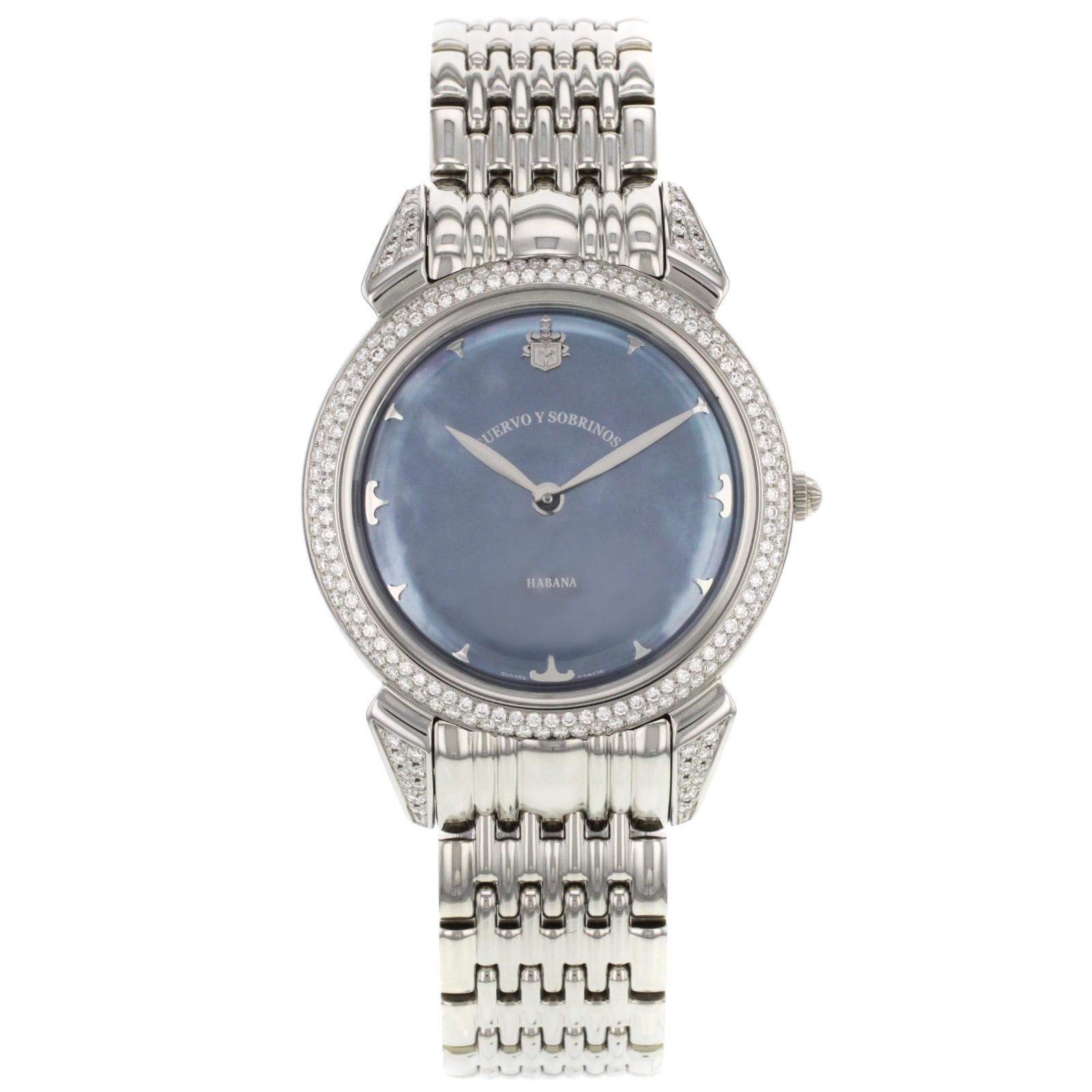 Historiador 34mm in Stainless Steel with Diamonds on Steel Bracelet with Blue MOP Dial