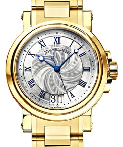 Marine Automatic Big Date in Yellow Gold on Yellow Gold Bracelet with Silver Dial 