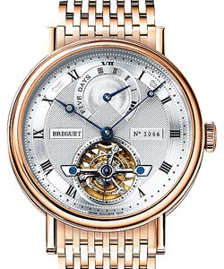 Tourbillon Power Reserve in Rose Gold on Rose Gold Bracelet with Silver Dial  