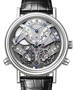 La Tradition Chronograph in White Gold on Black Alligator Leather Strap with Skeleton Dial