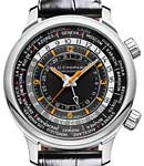 L.U.C Time Traveler One in Steel om Black Leather Strap with Black Dial