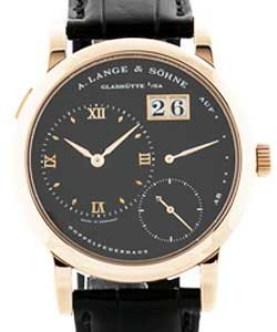 Lange 1 Mechanical in Rose Gold On Black Crocodile Leather Strap with Black Dial