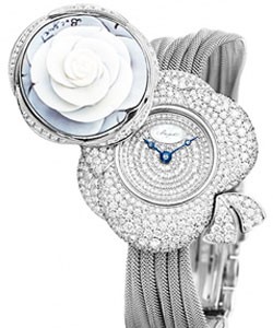 High Jewellery Collection in White Gold with Diamond on White Gold Ribbon Bracelet with Diamond Pave Dial