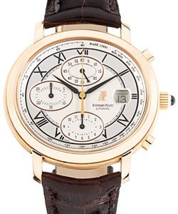 Millenary Chronograph in Rose Gold on Brown Leather Strap with Silver Roman Dial