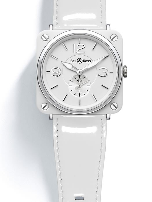 BR-S 39mm in White Ceramic coated Steel on White Rubber Strap with White Dial