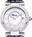 Imperiale Round in Steel with Diamond Bezel on Black Leather Strap with Mother of Pearl Dial