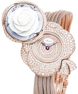 High Jewellery Collection in Rose Gold with Diamond on Rose Gold Ribbon Bracelet with Pave Diamond Dial