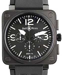 Aviation Instrument BR-01 Chronograph in Black PVD Steel on Black Rubber Strap with Black Dial