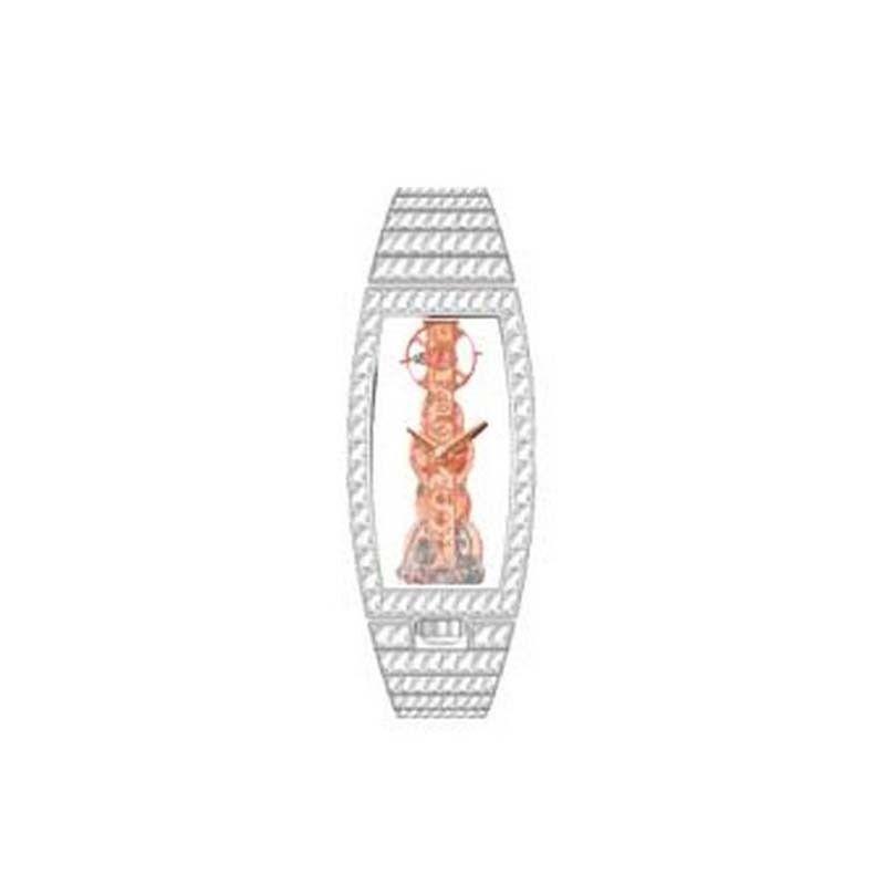 Miss Golden Bridge in White Gold with Diamond Bezel on White Gold Diamond Bracelet with Skeleton Dial