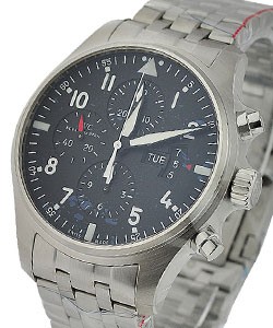 Pilots Chronograph 43mm Automatic in Steel on Stainless Steel Bracelet with Black Arabic Dial