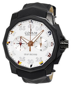 Admiral's Cup Leap Second in Black Titanium on Black Rubber Strap with White Dial