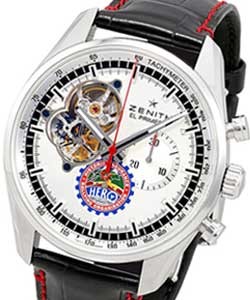 El Primero Chronograph 42mm in Steel on Black Alligator Leather Rubber Linning Strap with Silver Cutaway Index Dial