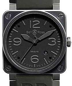Aviation BR 03-92 Phantom in PVD Steel on Black Rubber Strap with Black Dial