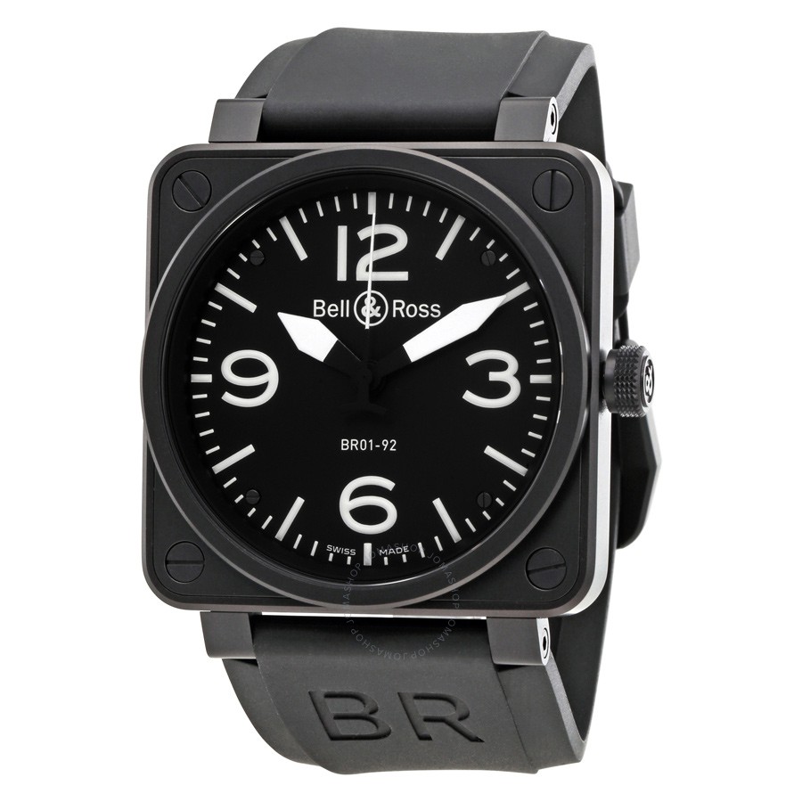 BRO1-92 Aviation in PVD Steel on Black Rubber Strap with Black Dial