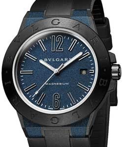Diagono in Magnesium with Ceamic Bezel on Black Rubber Strap with Blue Dial