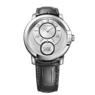 Midnight Big Date 42mm Automatic in White Gold on Black Alligator Leather Strap with Silver Arabic Dial