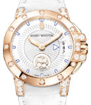 Ocean 36mm Automatic in Rose Gold with Diamond Bezel & Lugs on White Alligator Leather Strap with Silver Dial