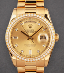 Yellow Gold - President - Diamond Bezel - 36mm on President Bracelet with Champagne Diamond Dial