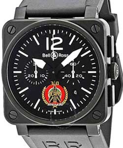 BR 03-94 Tornado Chronograph in PVD Steel - Limited Edition on Black Rubber Strap with Black Dial