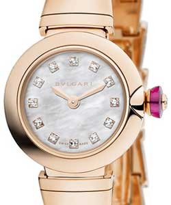 Piccola Lvcea in Rose Gold on Rose Gold Bracelet with White Mother of Pearl Dial