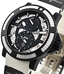 Diver Black Sea 45.8mm in Steel and Matte Black Rubber with White Ceramic Bezel on White Rubber with Black Ceramic Elements Strap with Black Dial