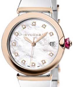 Lucea in Steel and Rose Gold Bezel on Steel and Rose Gold Bracelet with White Mother of Pearl Diamond Dial