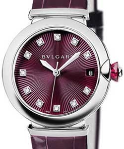 Lvcea in Steel on Violet Leather Strap with Violet Diamond Dial