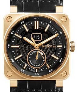 BRO3-90 Power Reserve and Big Date in Rose Gold - Limited Edition on Black Leather Strap with Black Dial