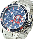 Diver Chronograph Manufacture Monaco  in Stainless Steel on Steel Bracelet with Blue and White Stick Markers