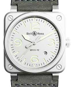BR03-92 Horolum in Steel on Grey Calfskin Leather Strap with Grey Dial