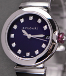 Lucea 36mm in Steel on Steel Bracelet with White Blue Diamond Dial