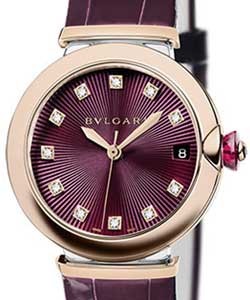 Lucea Date in Rose Gold on Violet Leather Strap with Violet Diamond Dial