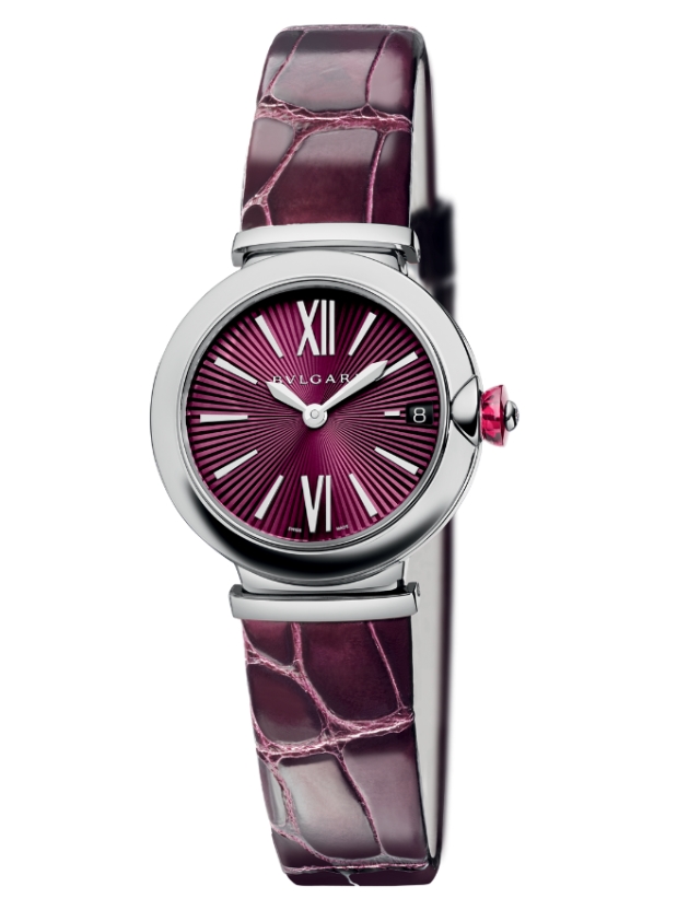Lvcea 28mm in Steel on Violet Leather Strap with Violet Dial