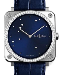 BR-S Diamond Eagle with Brushed Steel with Diamond Bezel on Blue Crocodile Leather Strap with Blue Diamonds Dial
